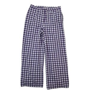 ANTIK BATIK Purple White Polly Gingham‎ Check Wide Leg Linen Blend Pants L 42